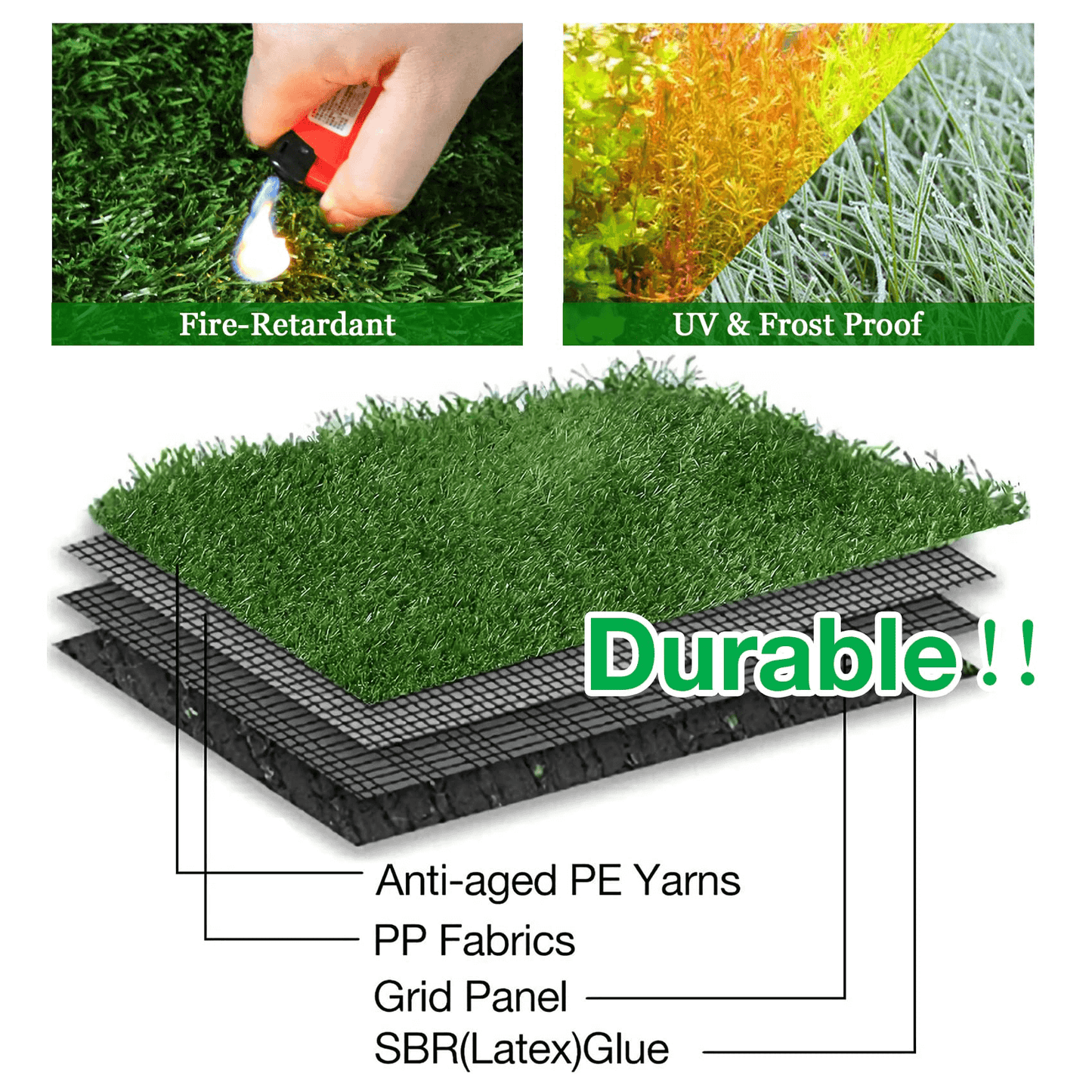 XLX TURF Premium Thick Artificial Grass Rug for Outdoor and Indoor Decor