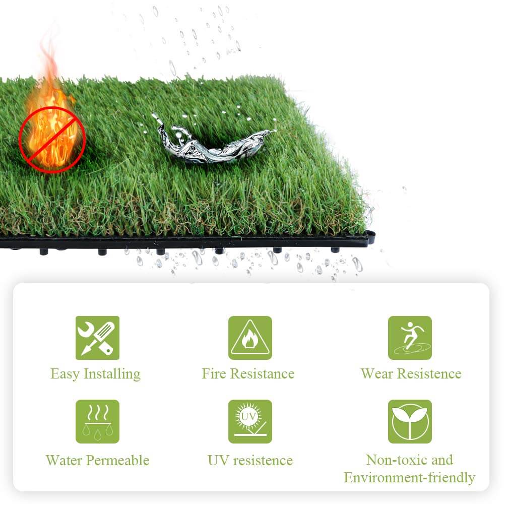 XLX TURF Artificial Grass Tiles Interlocking Turf Deck Set