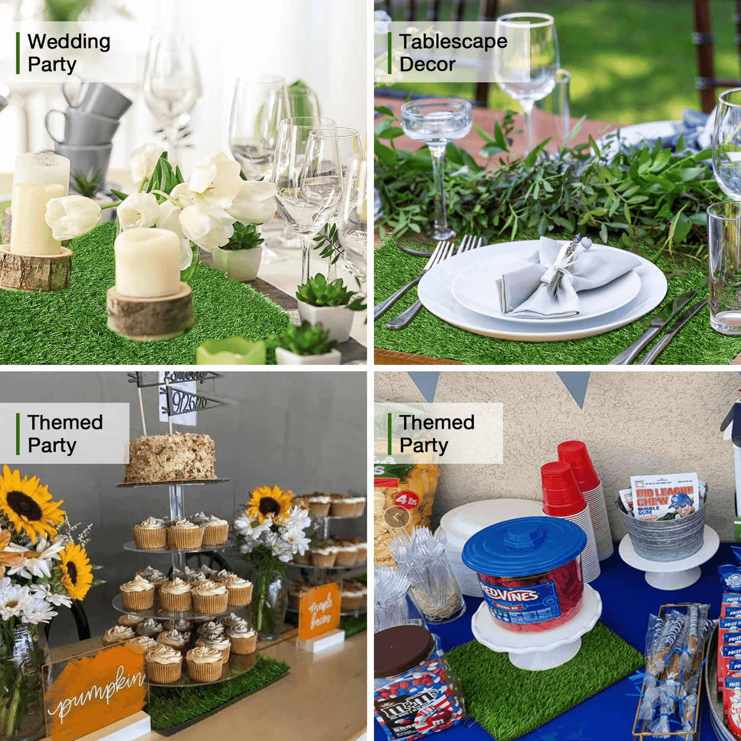 XLX TURF Artificial Grass Placemats for Decor Table Runner and DIY