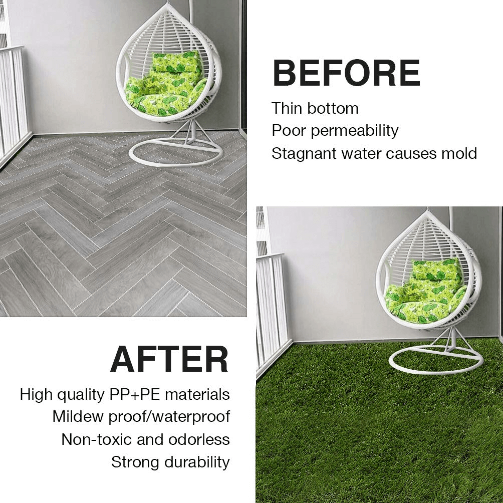 XLX TURF Artificial Grass Tiles Interlocking Turf Deck Set