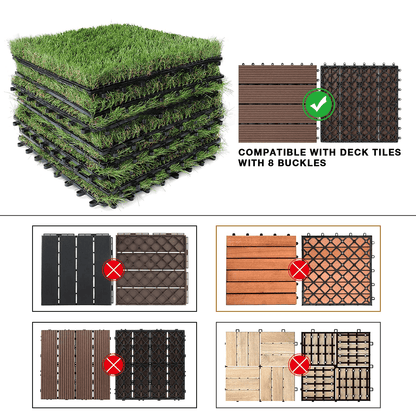 XLX TURF Artificial Grass Tiles Interlocking Turf Deck Set