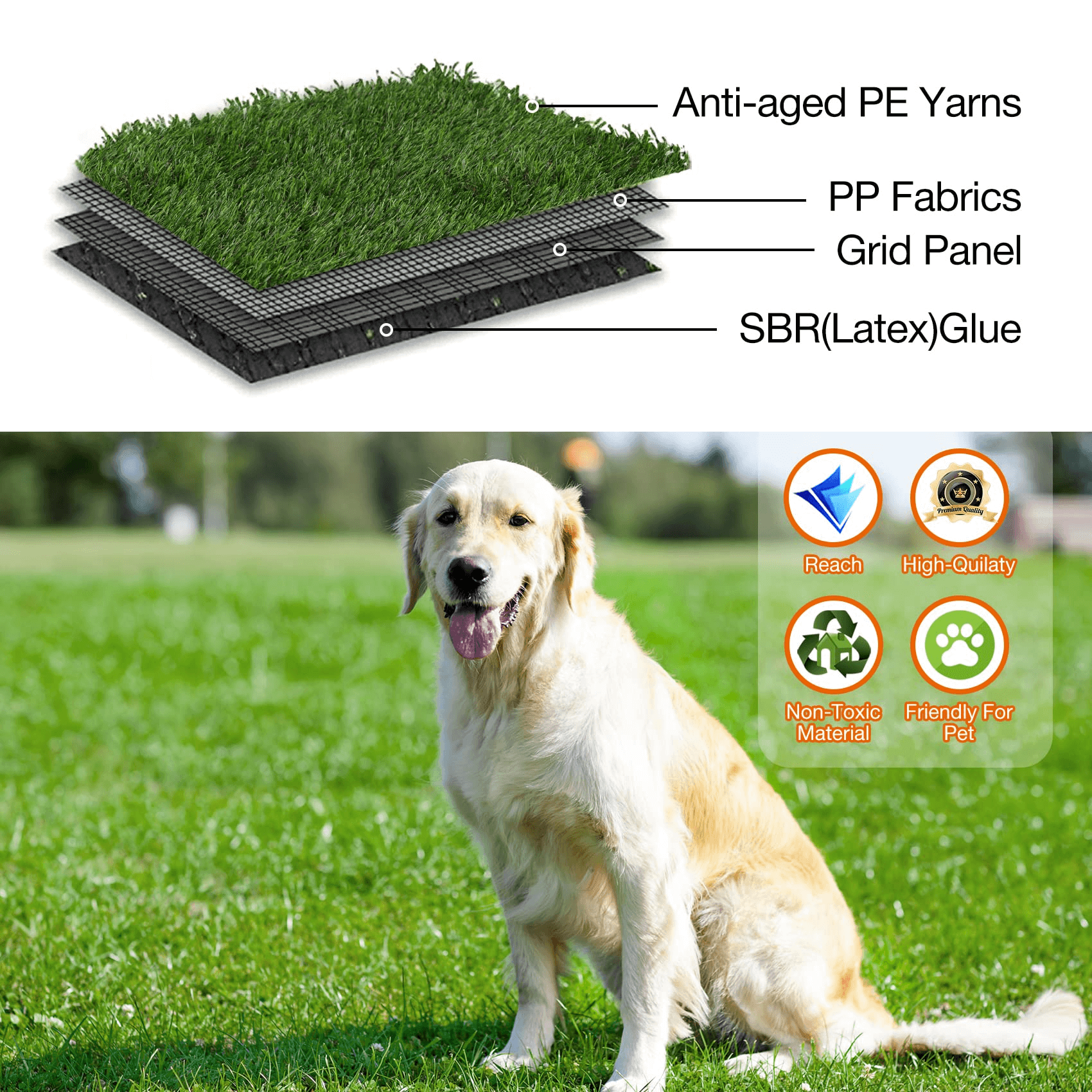 XLX TURF Fake Grass Patch for Puppy Potty Training Mat